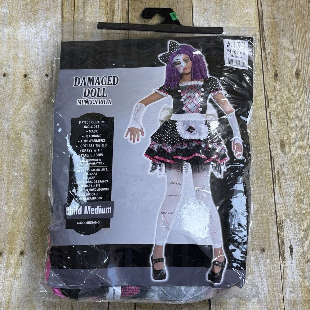 Amscan Damaged Doll Girls Medium Halloween Costume 5 Piece #458